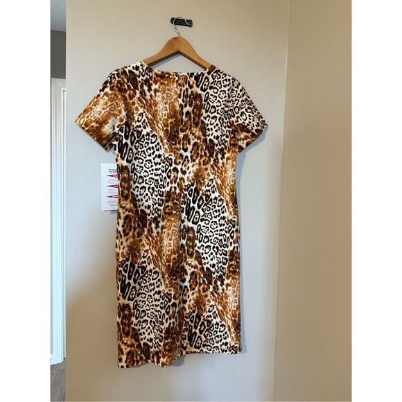 Renee Greenstein Size S Animal Print Tee Shirt Dress Flattering Shaping Cheetah - Picture 5 of 9
